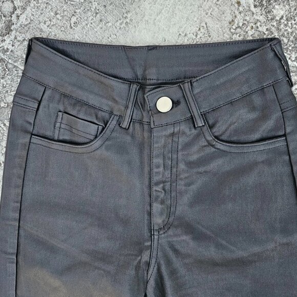 Shein Girl Pant Black Faux Leather Pant Straight Size Petite XS - Picture 8 of 11